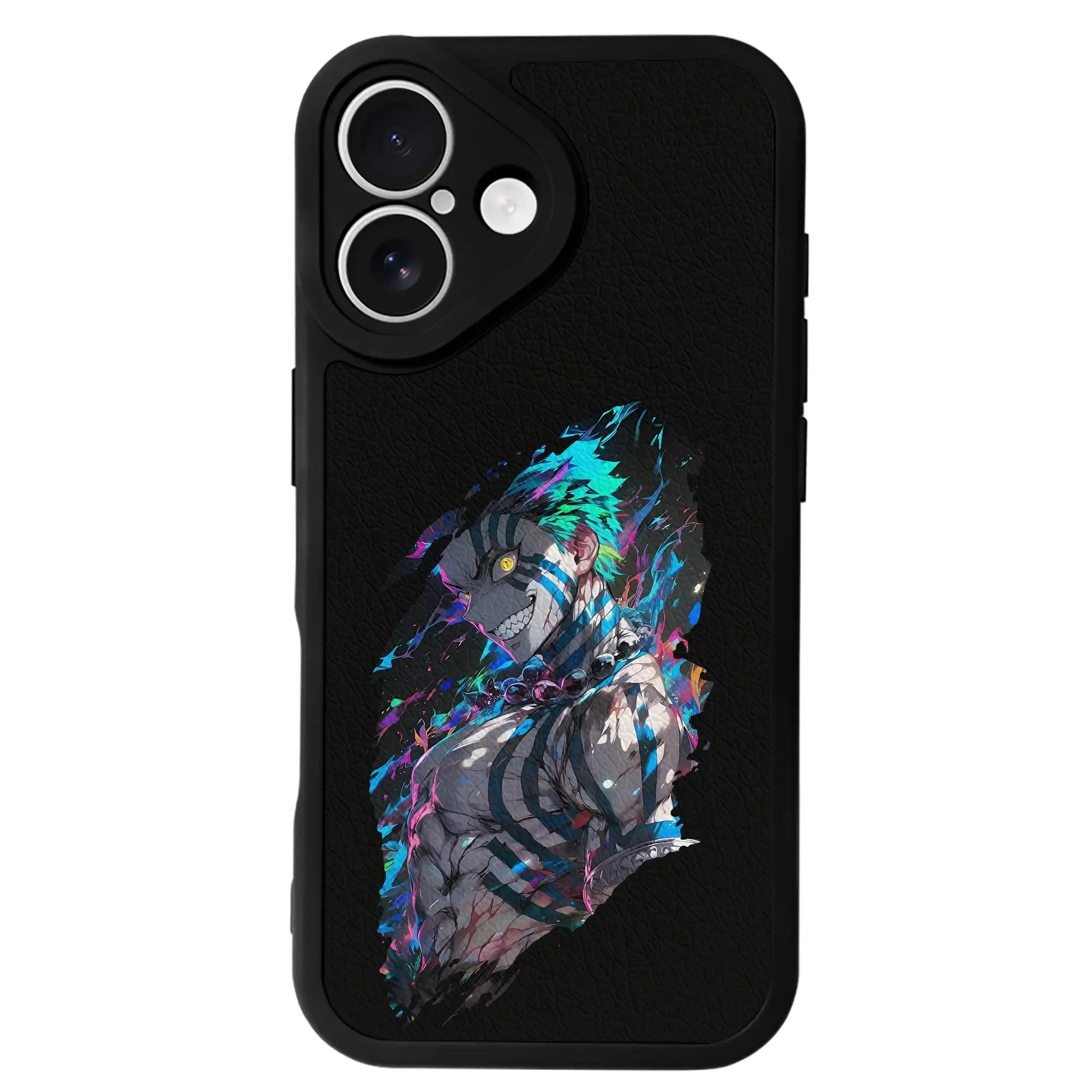 鬼滅の刃 グッズ,猗窩座 - IPhone 16シリーズ対応 ・ シリコンスマホケース ・ レザー調 ・ 高精度フィット ・ 耐衝撃 ・ ワイヤレス充電対応 ・ 精密カット